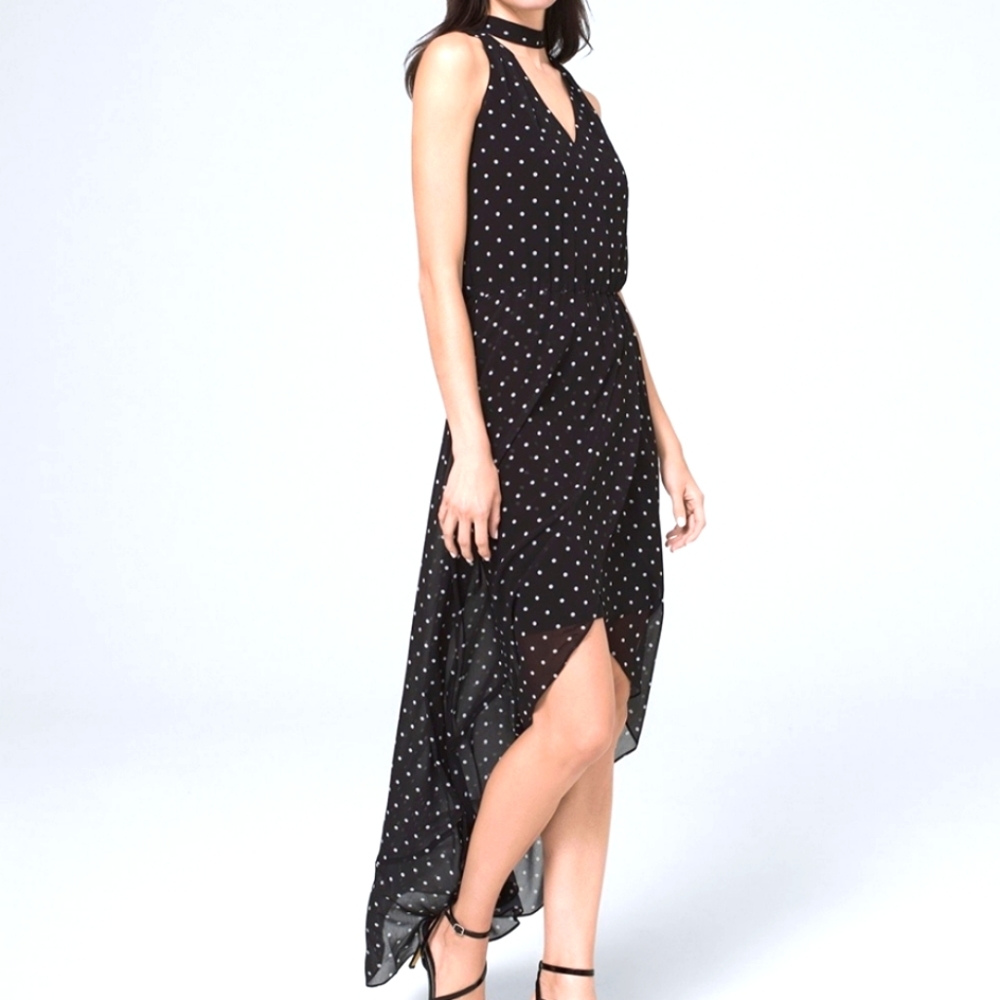 White house black market polka dot long dress size 8 regular NWT